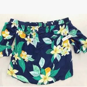 Old Navy lemon floral off the shoulder top